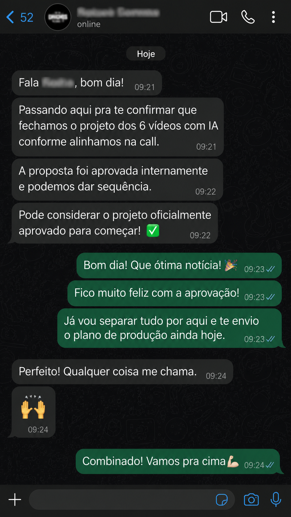 Mensagem de cliente